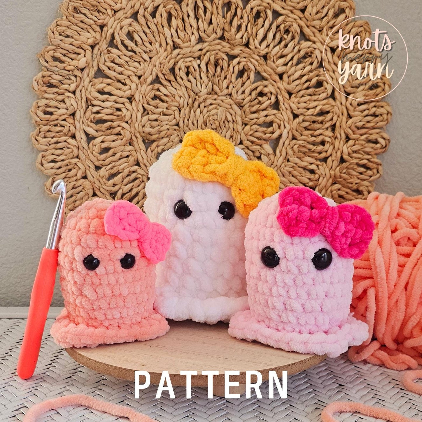 Ghost Crochet Pattern, No Sew, Halloween, Spooks, PDF Download, KnotsMerryYarn