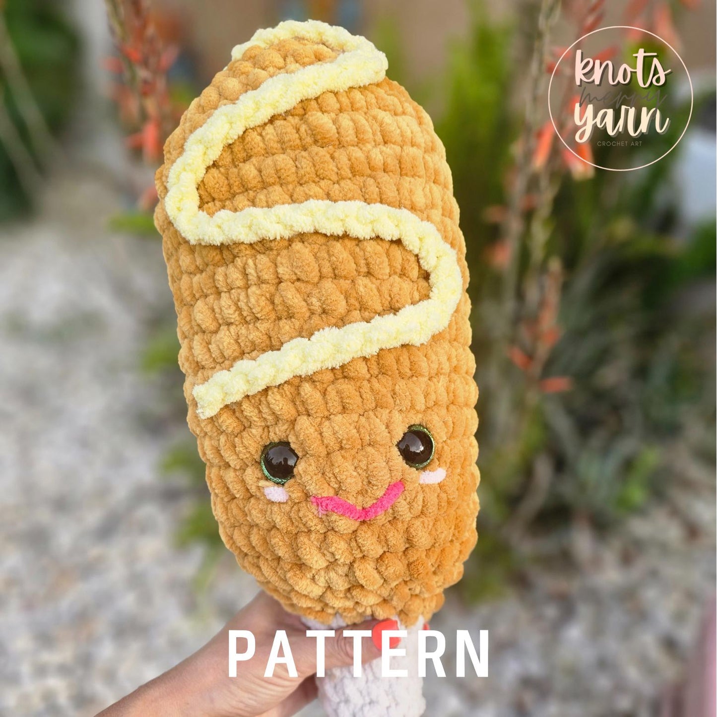Corn Dog Crochet Pattern, No Sew, Amigurumi, Crochet Food, Plushie, PDF Download, KnotsMerryYarn
