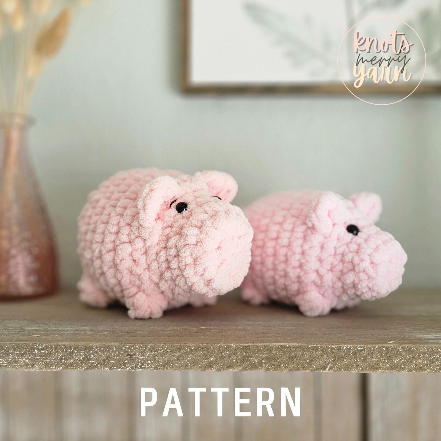 Pig Crochet Pattern, No Sew, Hamm the Pig, Amigurumi, PDF Download, KnotsMerryYarn