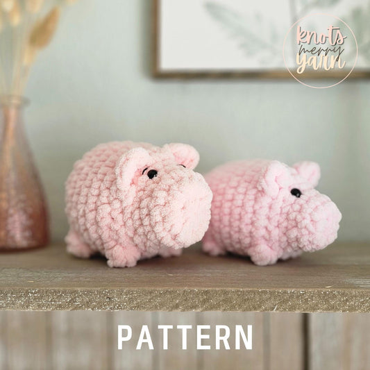 Pig Crochet Pattern, No Sew, Hamm the Pig, Amigurumi, PDF Download, KnotsMerryYarn