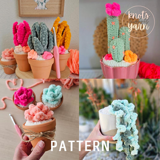 Cactus Bundle | CROCHET PATTERN | No/Low Sew | Instant Download PDF | Cactus and Succulents | 4 in 1