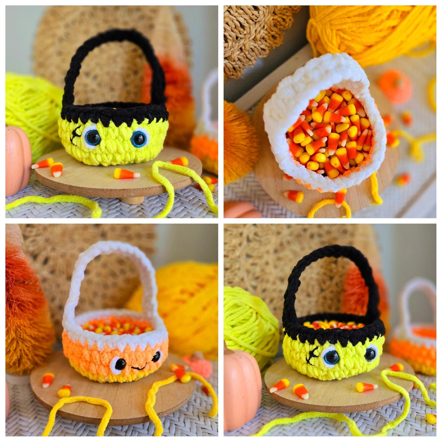 Crochet Basket Pattern, No-Sew, Halloween Basket, PDF Download, KnotsMerryYarn