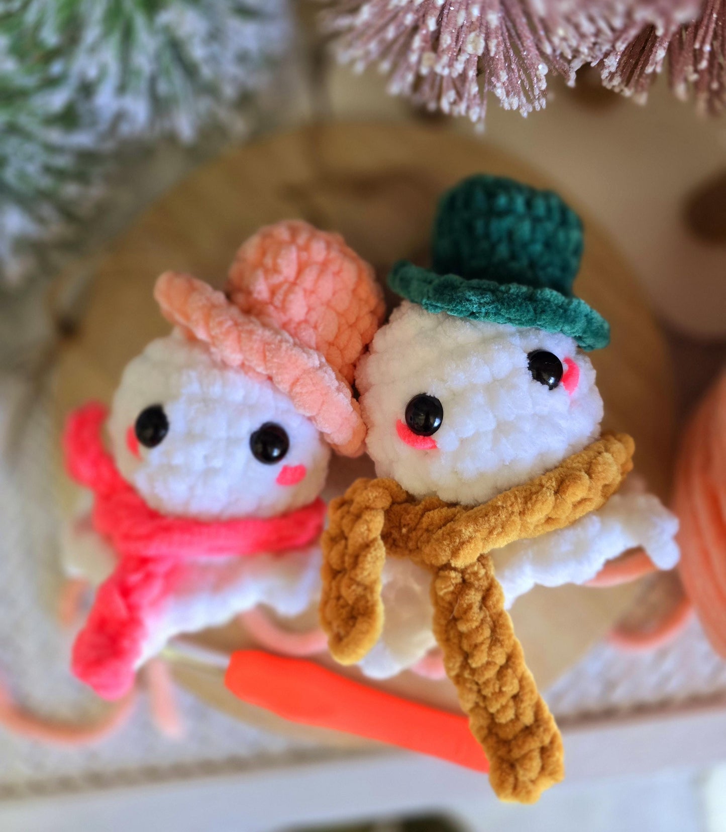 Snowman Crochet Pattern, Low Sew, Christmas Ornament, PDF Download, KnotsMerryYarn