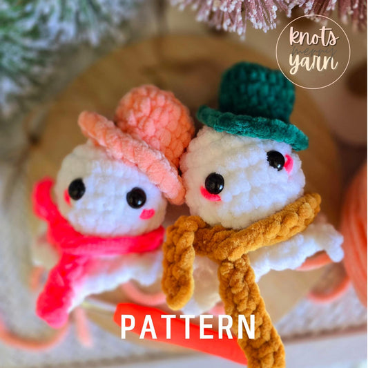 Snowman Crochet Pattern, Low Sew, Christmas Ornament, PDF Download, KnotsMerryYarn
