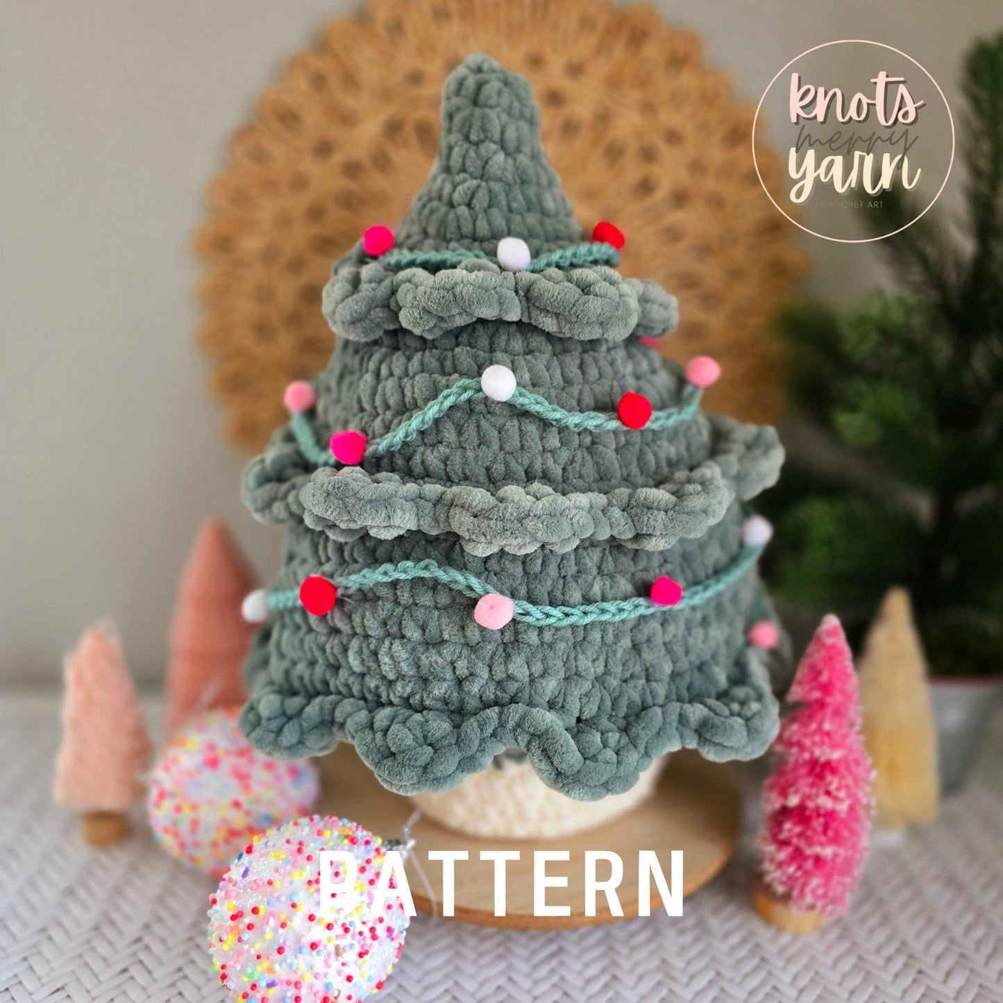 Christmas Tree Crochet Pattern, No Sew, Amigurumi, Christmas, PDF Download, KnotsMerryYarn