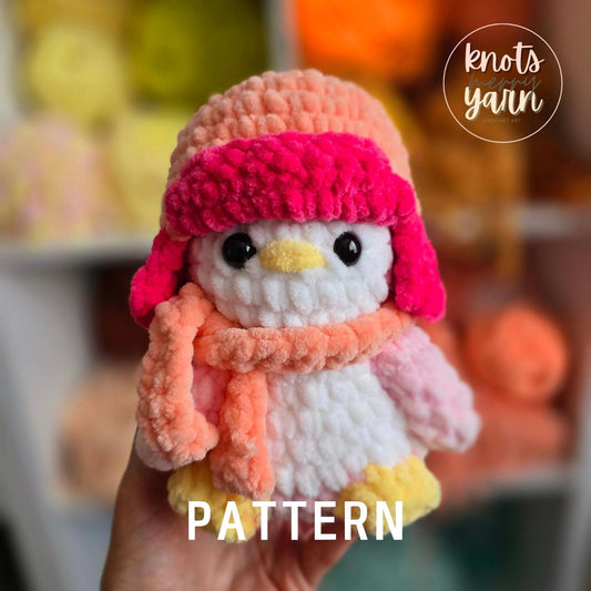 Penguin Crochet Pattern, No Sew, Amigurumi, Pearl the Penguin, PDF Download, KnotsMerryYarn