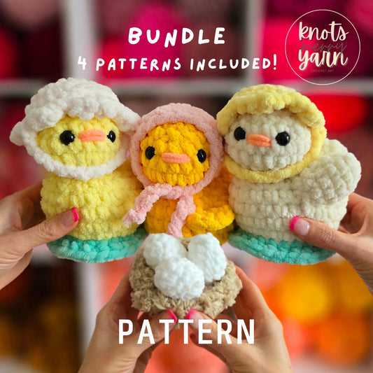 Duck, Swan, Bird, Egg Nest Bundle | CROCHET PATTERN | Instant Download PDF | Low Sew | No Sew | Amigurumi | Easter Decor