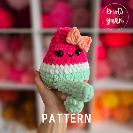 Watermelon Crochet Pattern, No Sew, Amigurumi Watermelon, PDF Download, KnotsMerryYarn