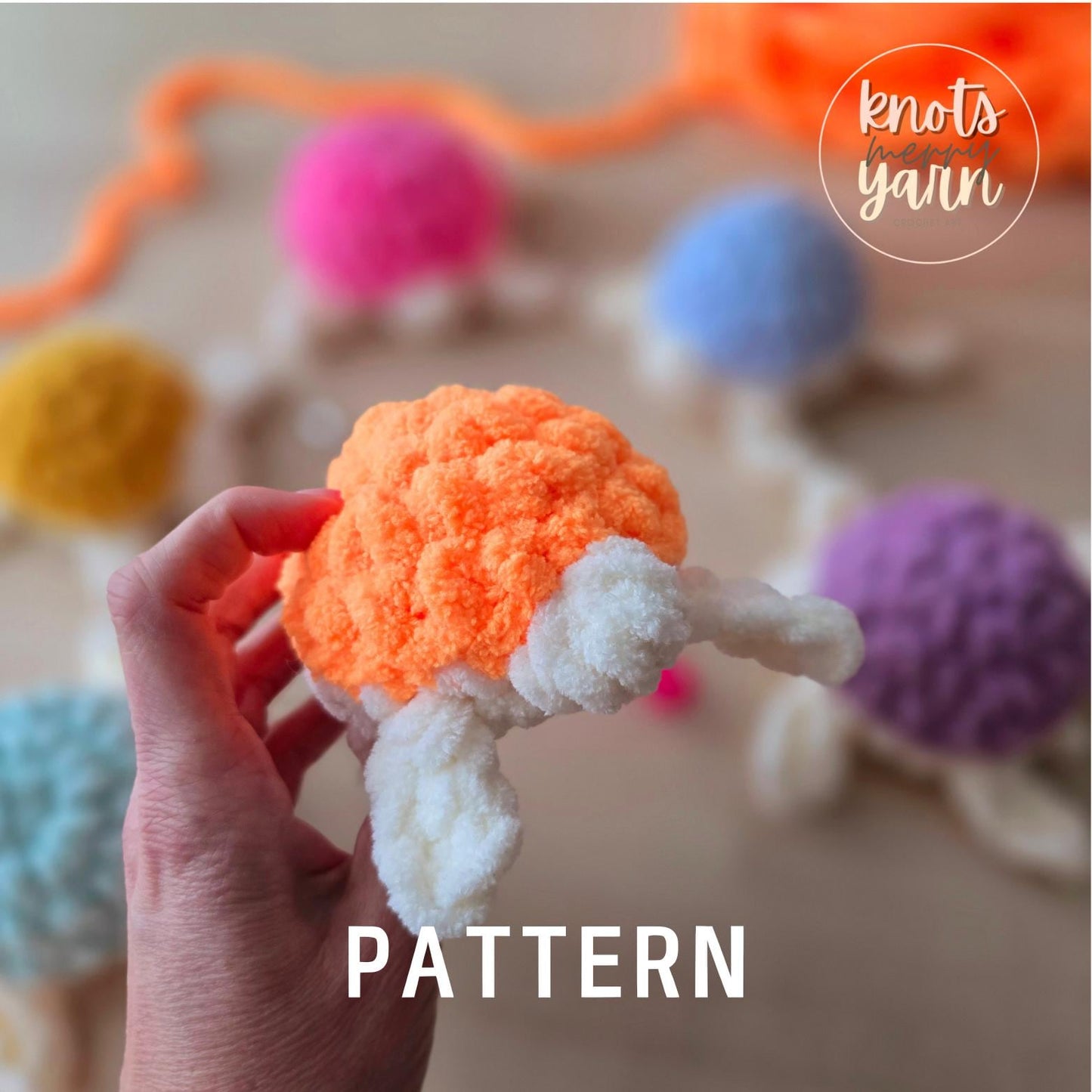 Baby Turtle Crochet Pattern, No Sew, Amigurumi, Sea Turtle, PDF Download, KnotsMerryYarn