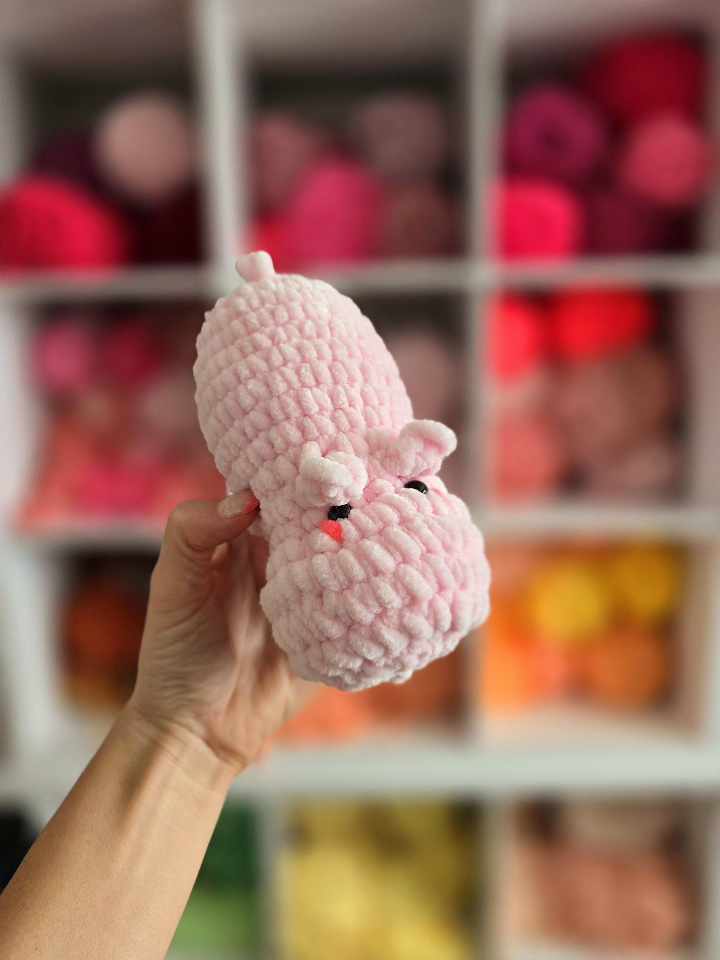 Hippo Crochet Pattern, No Sew, Amigurumi, PDF Download, KnotsMerryYarn