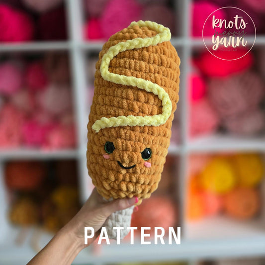 Corn Dog Crochet Pattern, No Sew, Amigurumi, Crochet Food, Plushie, PDF Download, KnotsMerryYarn