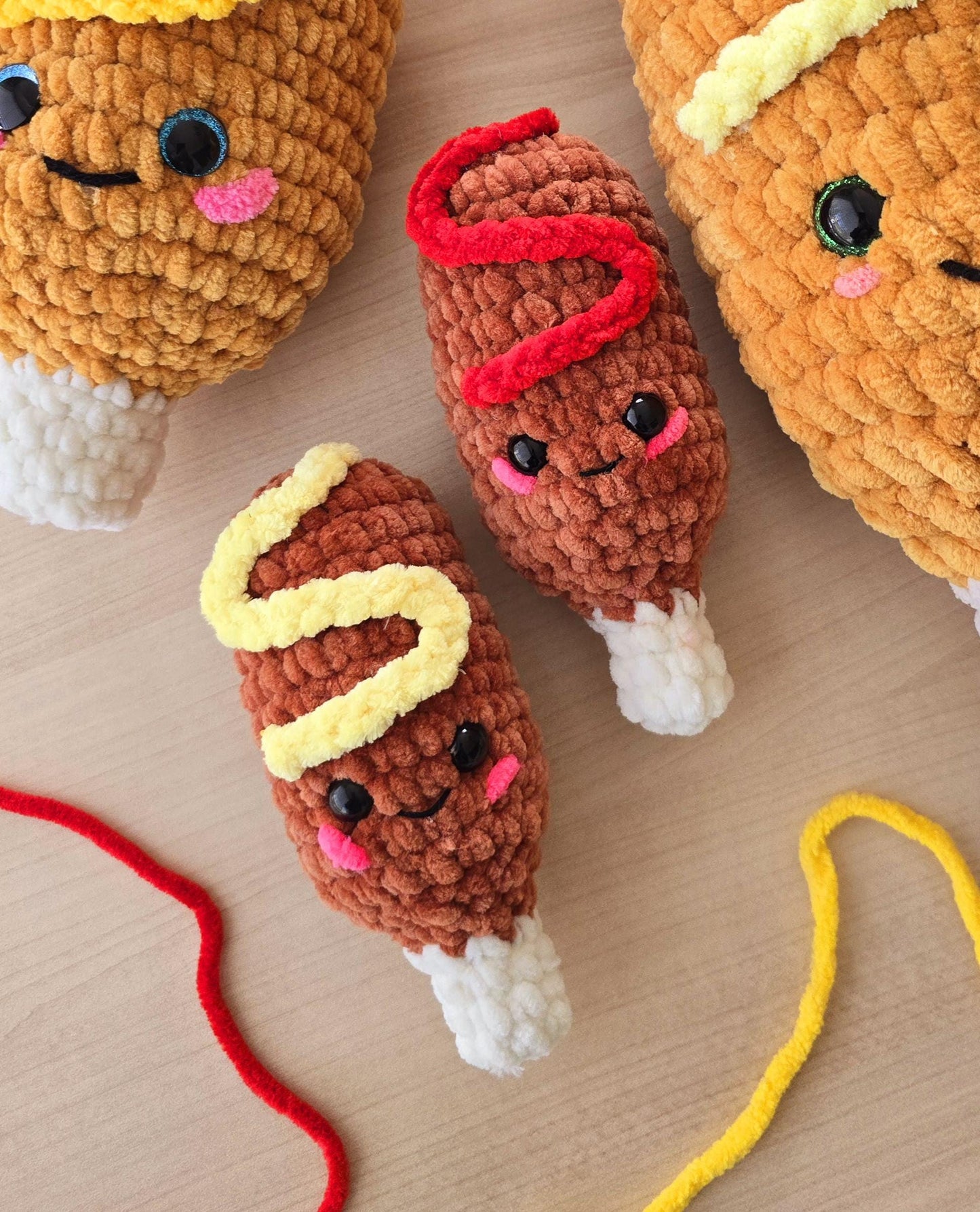 Mini Corn Dog Crochet Pattern, No Sew, Amigurumi, Crochet Food, PDF Download, KnotsMerryYarn
