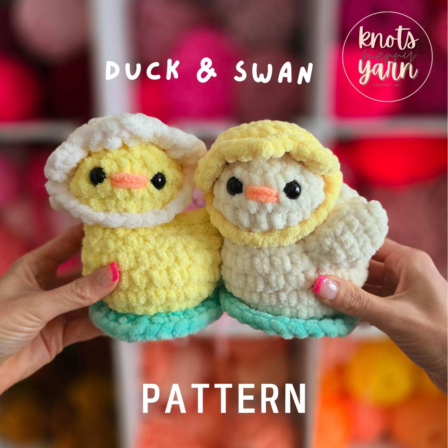 Duck and Swan Crochet Pattern, Amigurumi, No Sew, PDF Download, KnotsMerryYarn