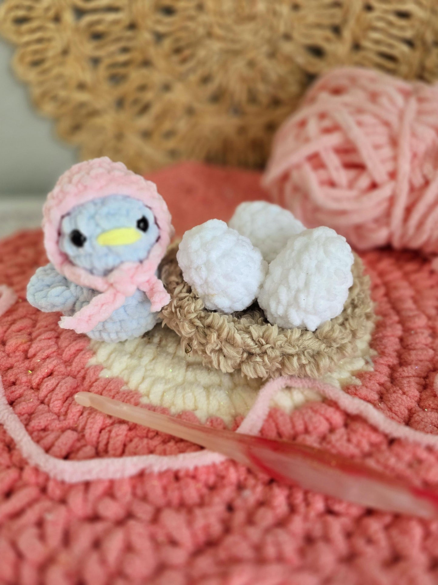 Bird and Egg Nest Crochet Pattern, No Sew, Amigurumi, PDF Download, KnotsMerryYarn