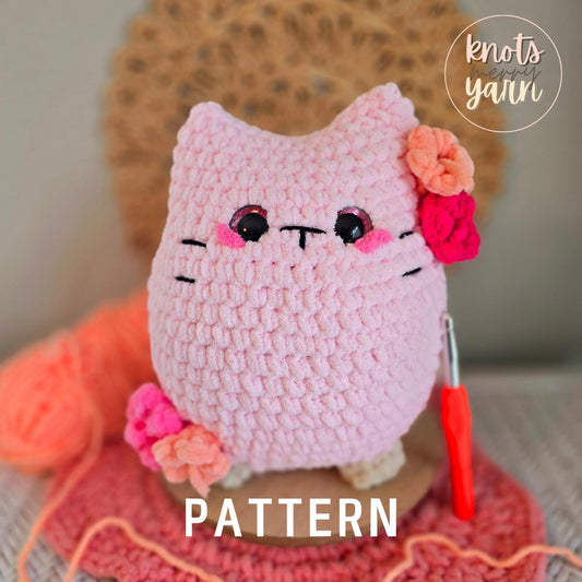 Crochet Cat Pattern, No-Sew DIY Chunky Cat Plush, Easy Crochet Project for Cat Lovers, Beginner-Friendly Amigurumi Pattern