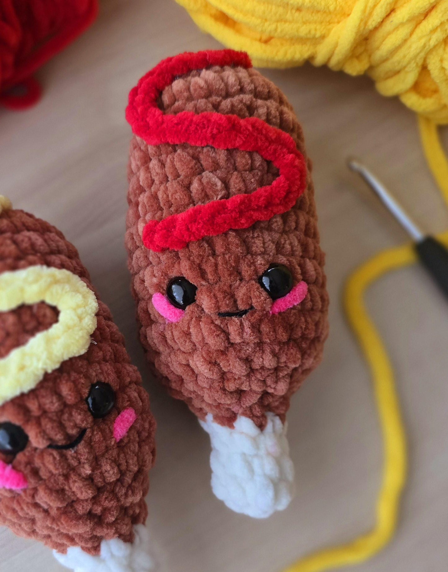 Mini Corn Dog Crochet Pattern, No Sew, Amigurumi, Crochet Food, PDF Download, KnotsMerryYarn