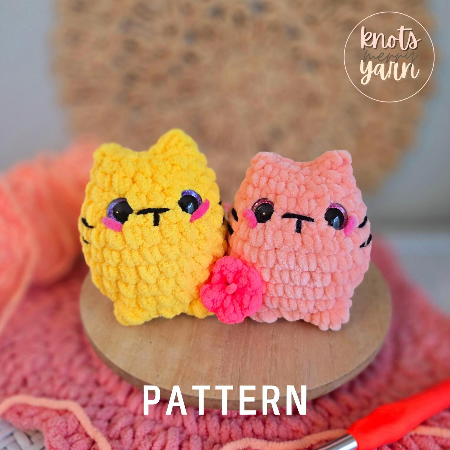 Cat Crochet Pattern, No Sew, Sweet Kitty, Amigurumi Cat, PDF Download, KnotsMerryYarn