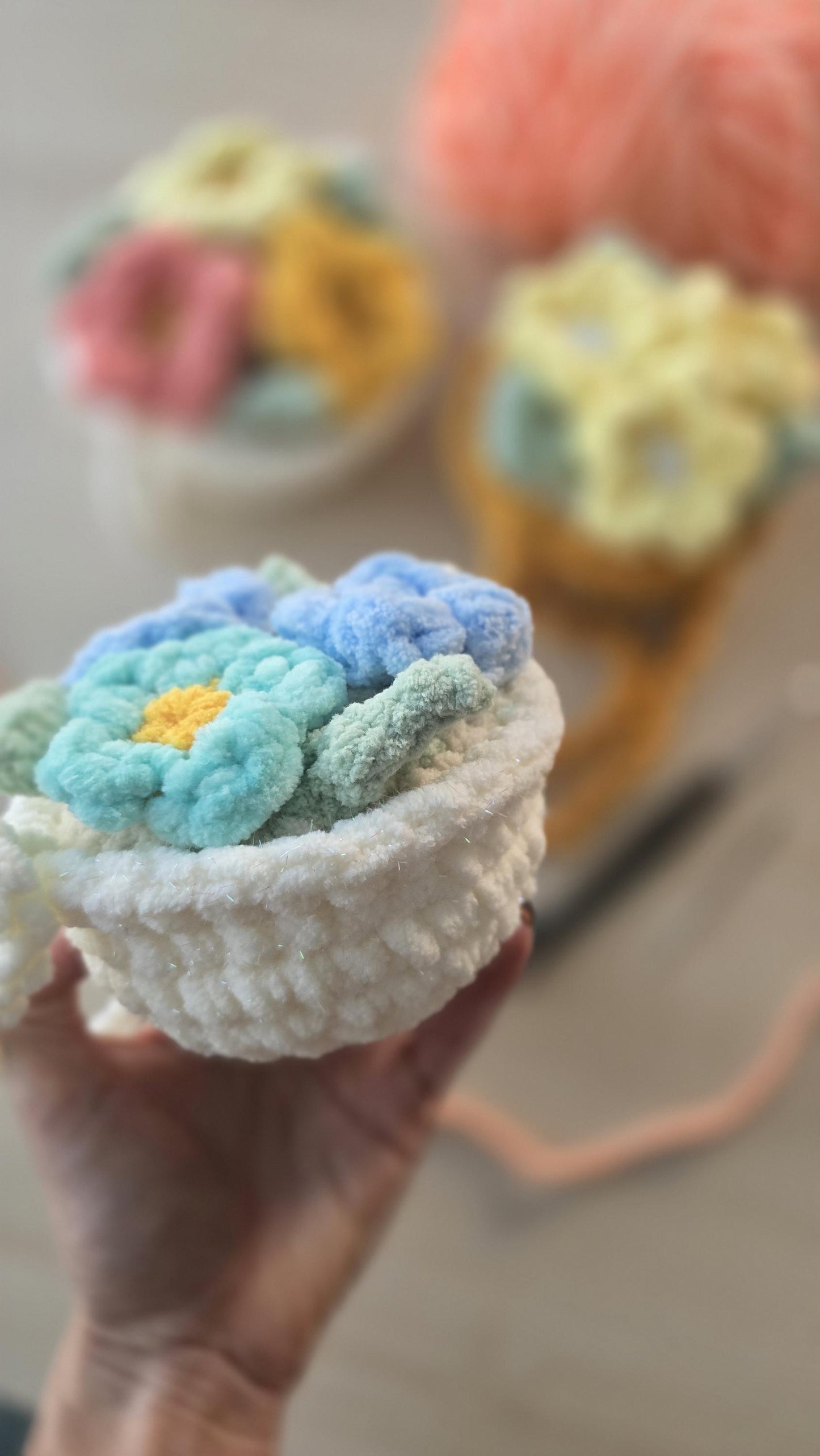 Crochet Flower Car Charm | CROCHET PATTERN | Low Sew | Instant Download PDF | Cute Boho Car Decor | Hanging Basket Car Accessory