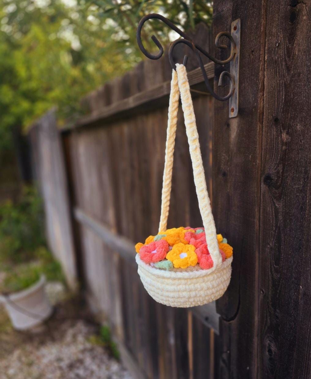 Jumbo Flower Basket Crochet Pattern, Bundle W/ Mini Hanging Car Charm, PDF Download, KnotsMerryYarn