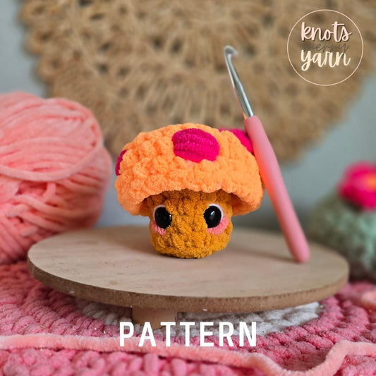 Mushroom Crochet Pattern, Low Sew, Fairy Mushroom, PDF Download W/ Video Tutorial, 2-in-1, KnotsMerryYarn