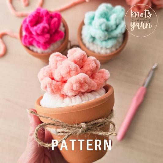 Crochet Succulent Pattern, Low Sew, Amigurumi, Cactus, PDF Download, KnotsMerryYarn