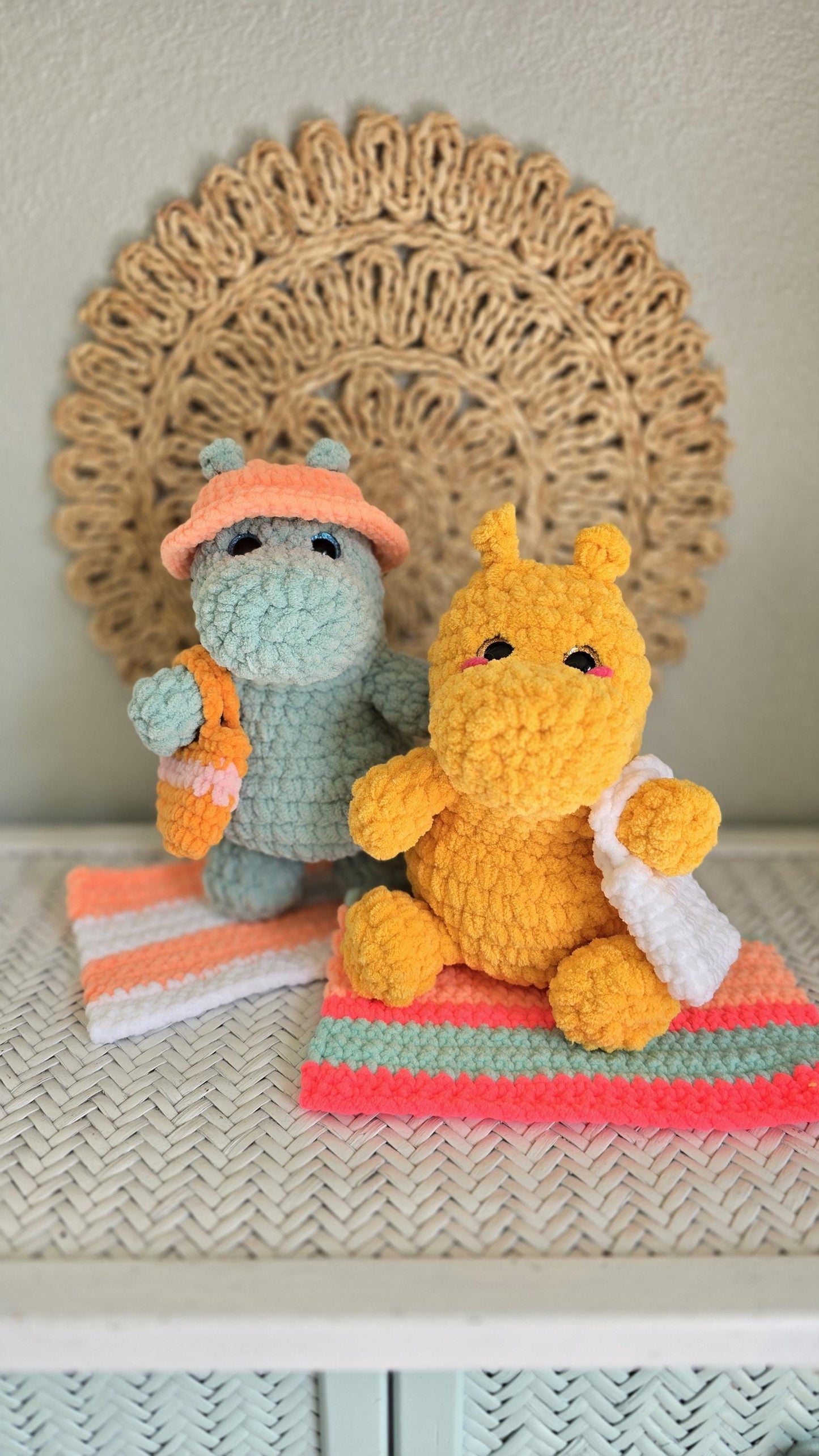 Hippo Crochet Pattern, No sew, Amigurumi, Summer Accessories, PDF Download, KnotsMerryYarn