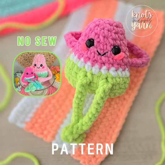 Watermelon Girl Crochet Pattern, Amigurumi, No Sew, PDF Download, KnotsMerryYarn
