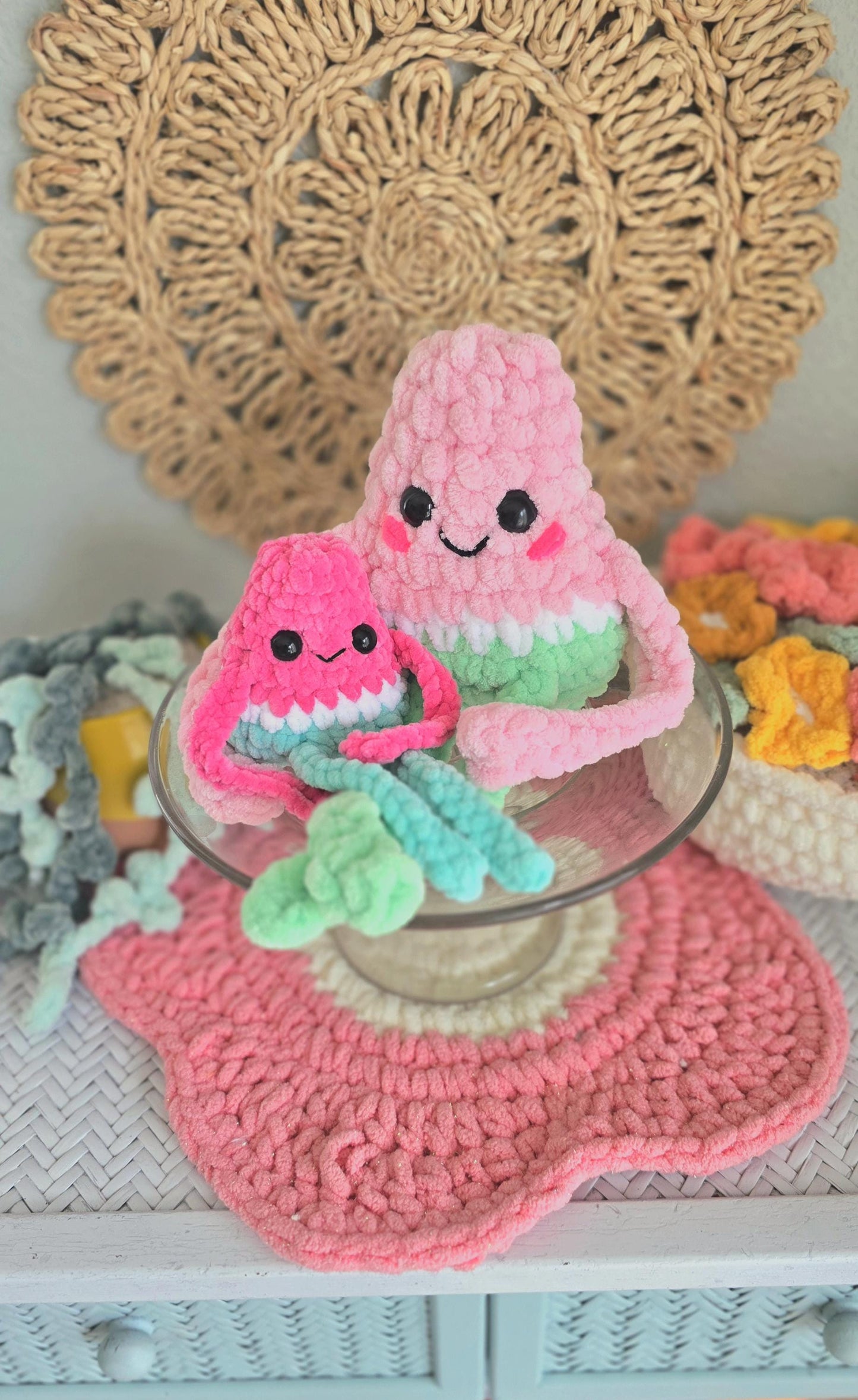 Watermelon Girl Crochet Pattern, Amigurumi, No Sew, PDF Download, KnotsMerryYarn