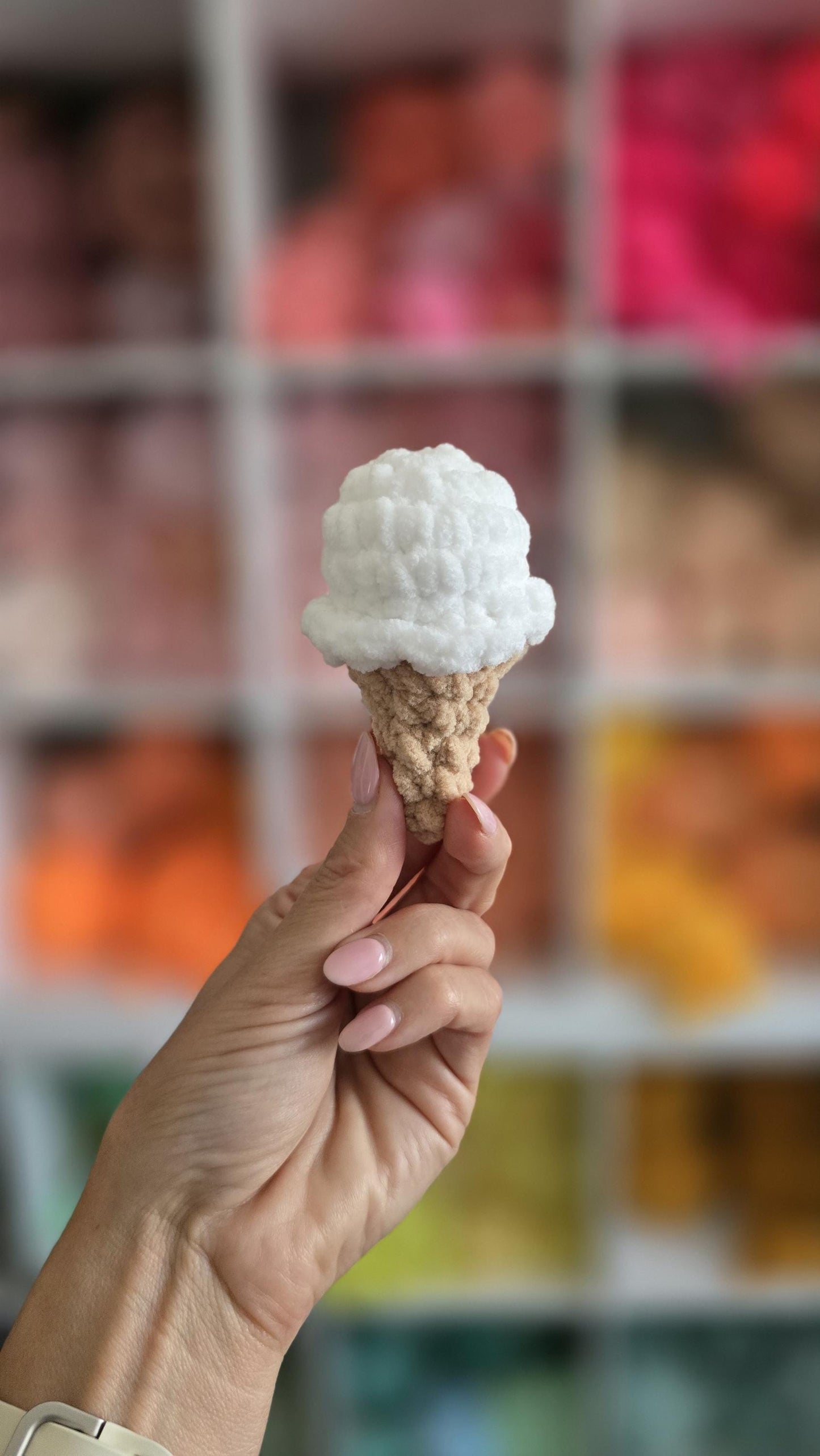 Ice Cream Cone Crochet Pattern, Gelato, No Sew, Amigurumi, PDF Download, KnotsMerryYarn