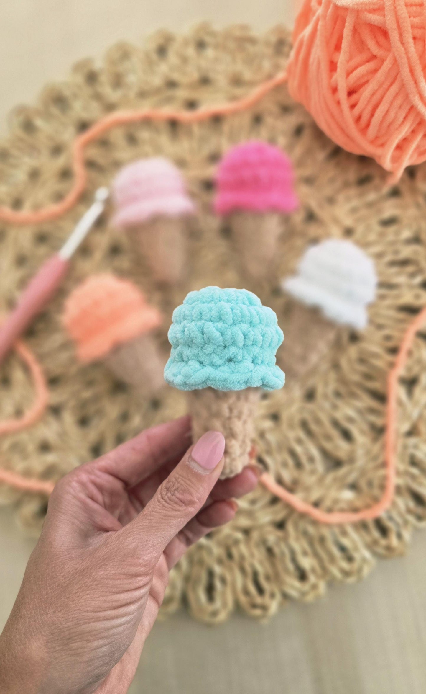 Ice Cream Cone | CROCHET PATTERN | Instant Download PDF | Gelato | No Sew | Amigurumi