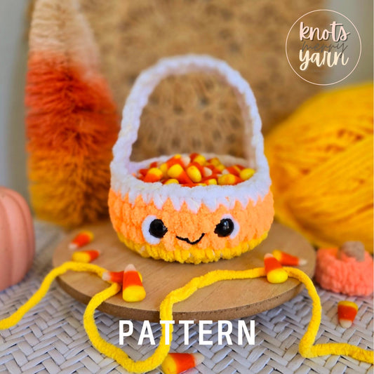 Crochet Basket Pattern, No-Sew, Halloween Basket, PDF Download, KnotsMerryYarn