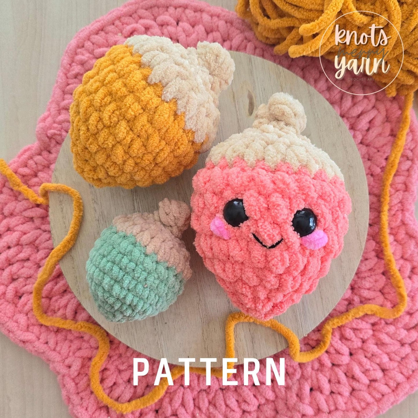 Acorn Crochet Pattern, No Sew, Fall Decor, Amigurumi, PDF Download, KnotsMerryYarn