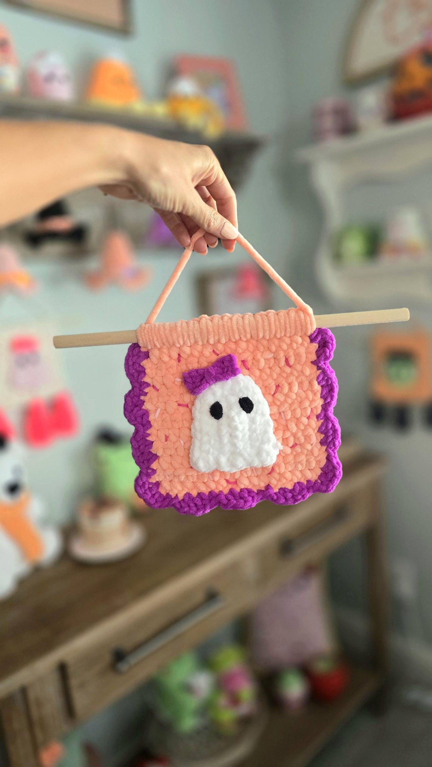 Halloween Tapestry Crochet Pattern, Frankenstein & Ghost Wall Hanging Decor, PDF Download, KnotsMerryyarn