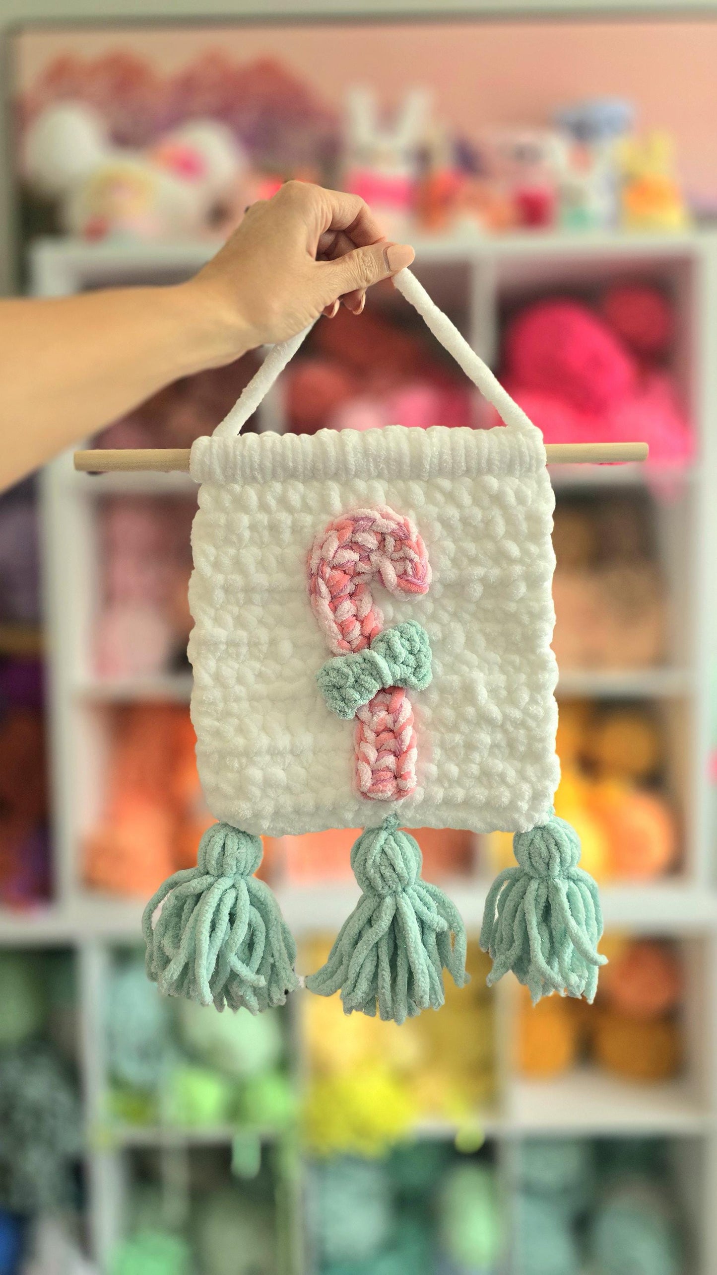 Christmas Tapestry Crochet Pattern, Wreath, Candy Cane and Christmas tree Hanging Decor, PDF Download, KnotsMerryyarn