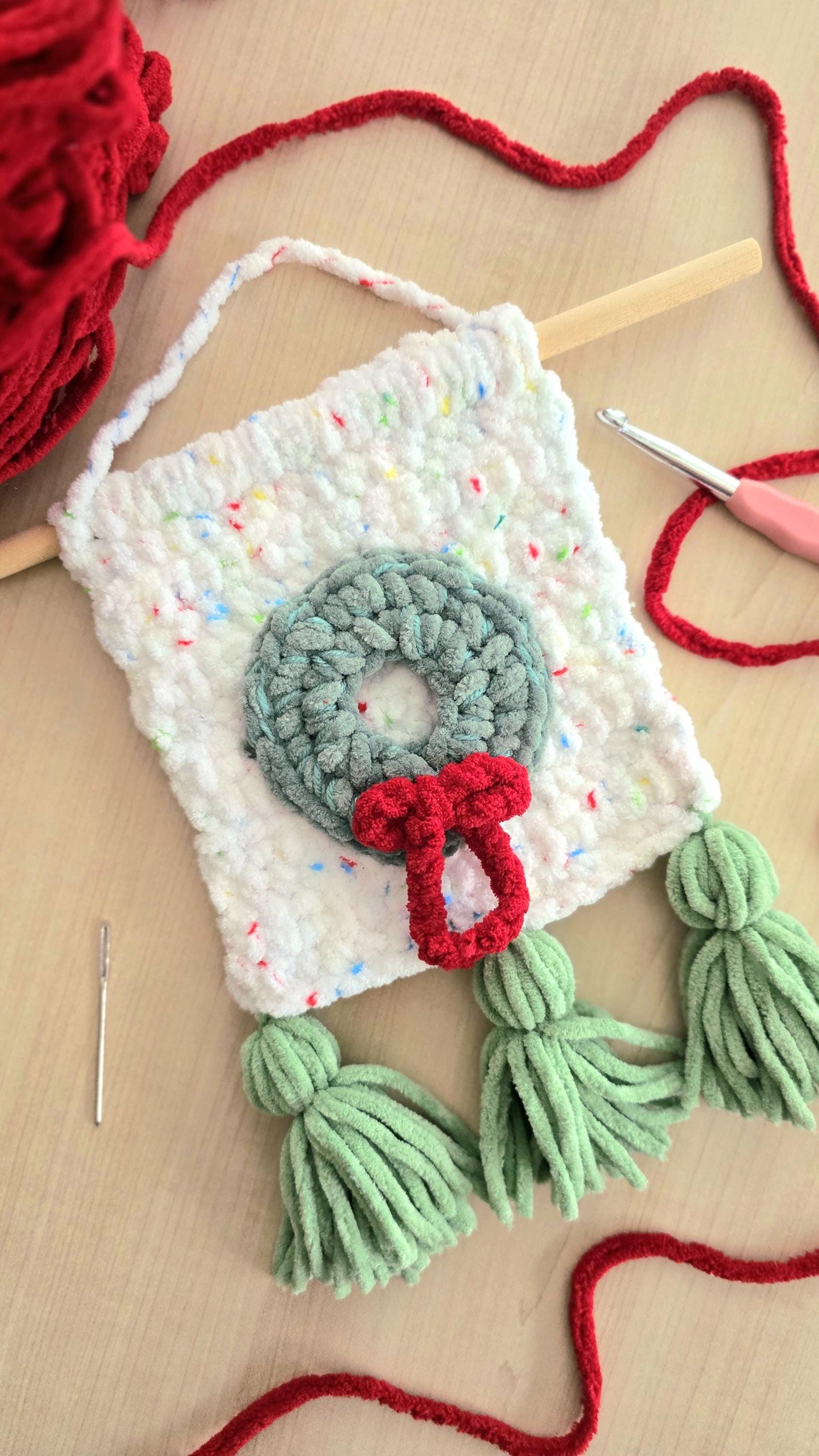 Christmas Tapestry Crochet Pattern, Wreath, Candy Cane and Christmas tree Hanging Decor, PDF Download, KnotsMerryyarn