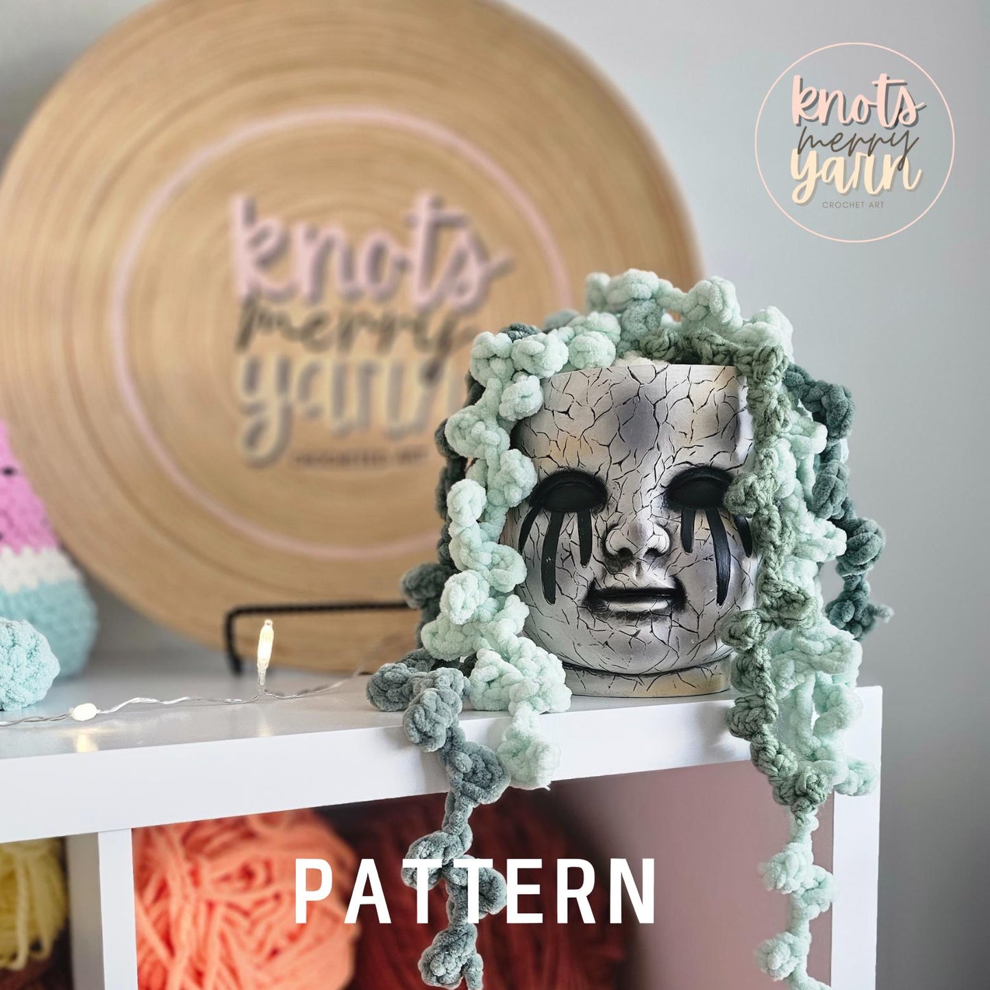 Hanging Cactus Crochet Pattern, String of Pearls, Amigurumi, PDF Download, KnotsMerryYarn