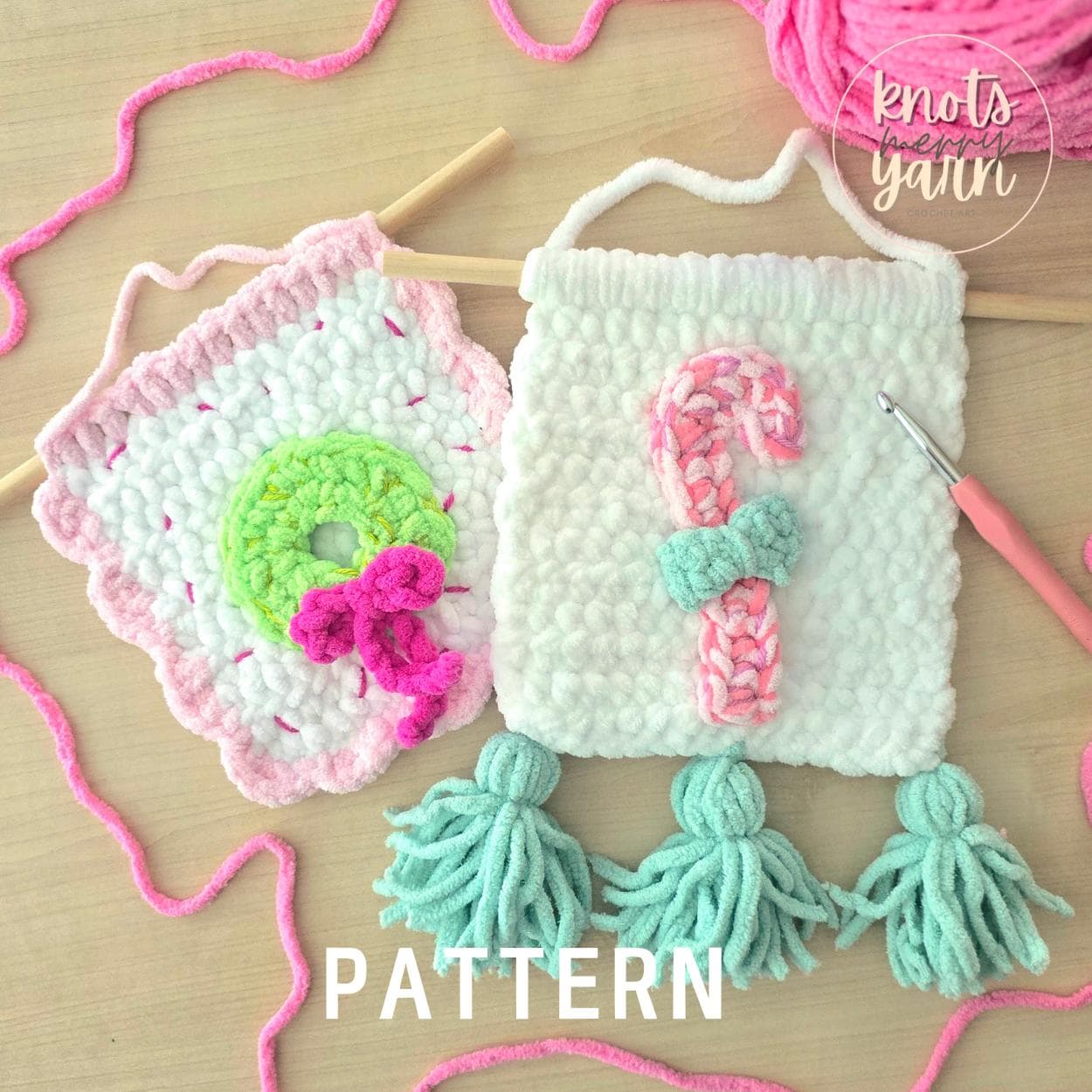 Christmas Tapestry Crochet Pattern, Wreath, Candy Cane, Tree (PDF Download)