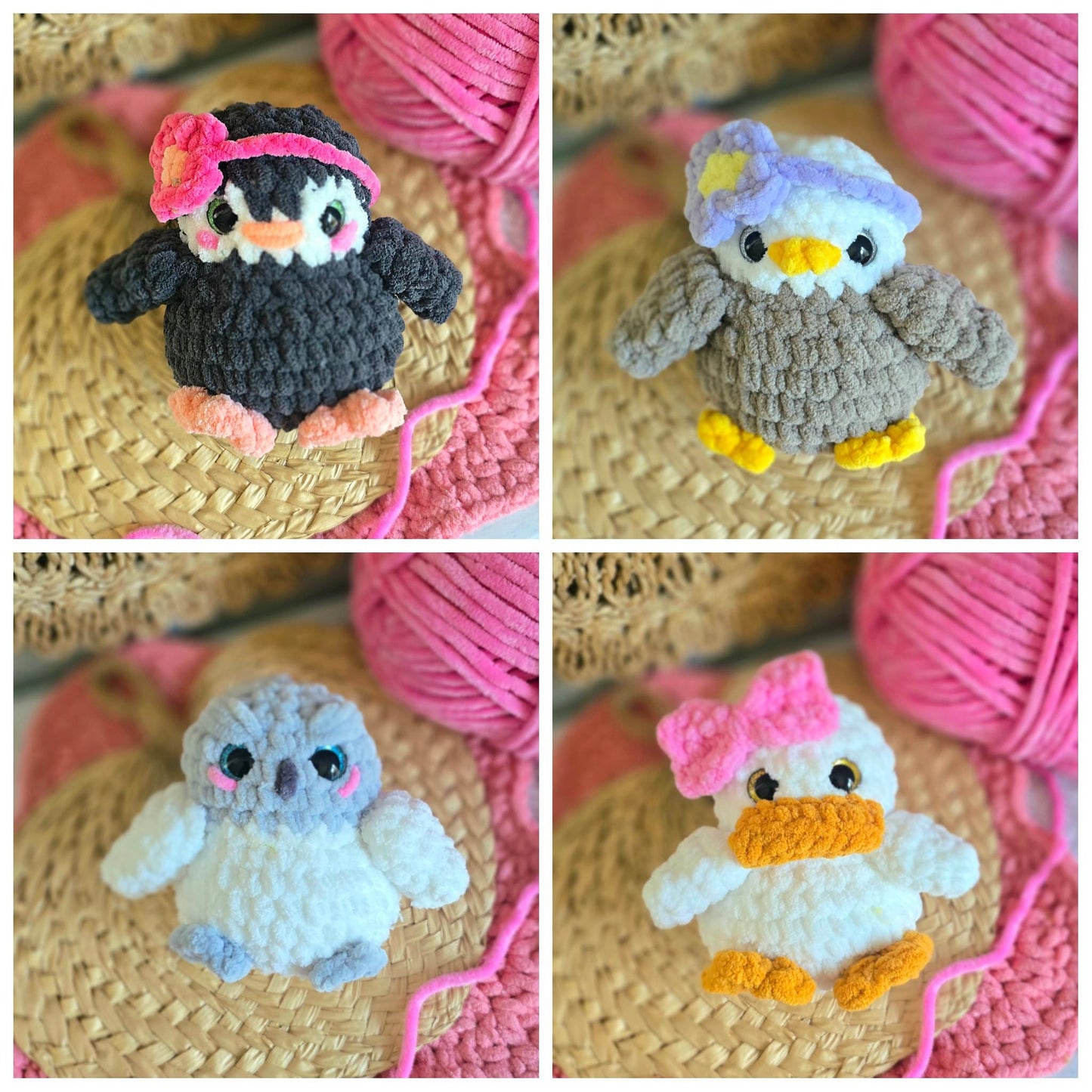 Crochet Pattern Bird Bundle, Penguin, Duck, Owl, Eagle, and Mallard Duck MOD, Amigurumi, PDF download, Tiny Flock Collection, KnotsMerryYarn