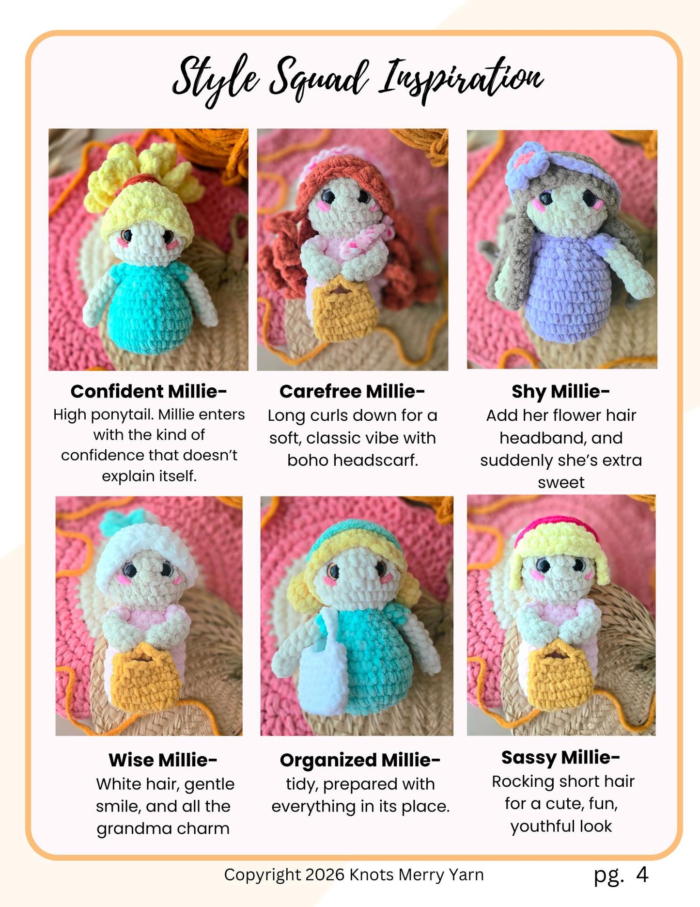 Easy Cute Crochet Doll Pattern, PDF, No Sew Toy with Interchangeable Hair & Accessories, Millie Mix-it, Instant download