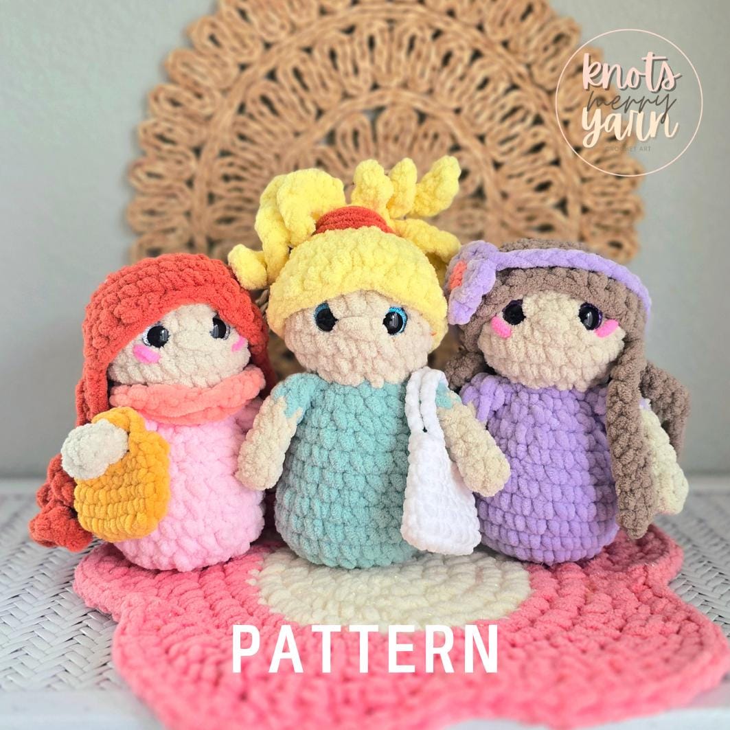 Easy Crochet Doll Pattern, Interchangeable Hair and Accessories, No sew Amigurumi Toy, Beginner Friendly, Girl Gift, Birthday, PDF Download