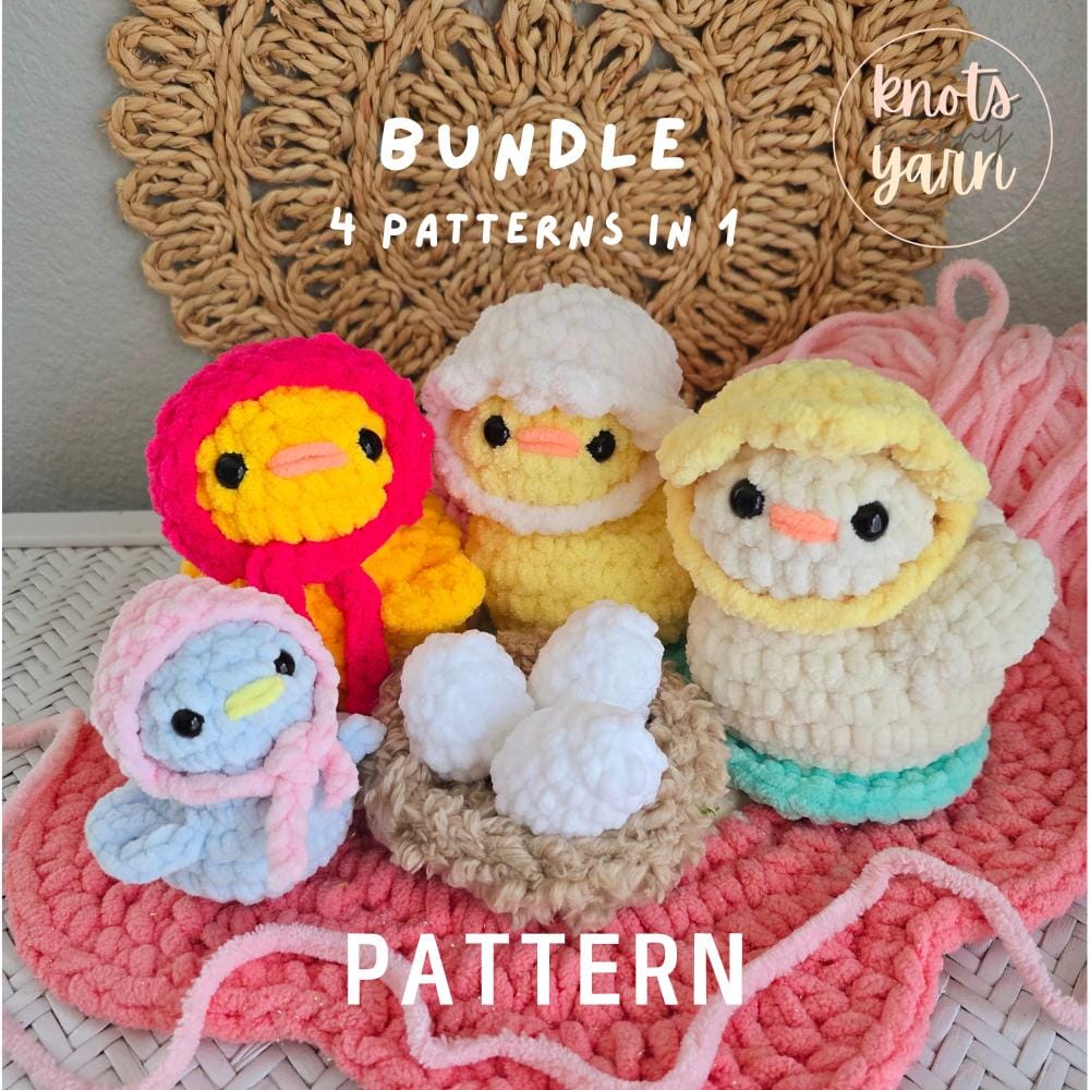 Crochet Pattern Bird Bundle, Duck, Swan, Bird, and Nest with Eggs, Amigurumi, Spring Project, PDF download, KnotsMerryYarn