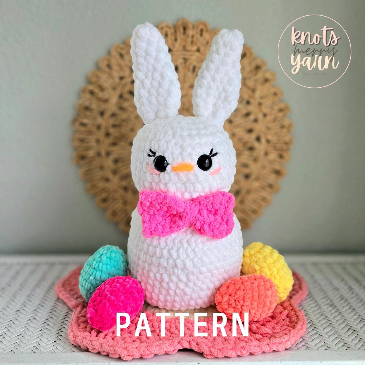 Crochet Easter Bunny Pattern, Beginner Friendly, Big Amigurumi Rabbit, Basket Filler, Kid Gift, Quick Project, PDF