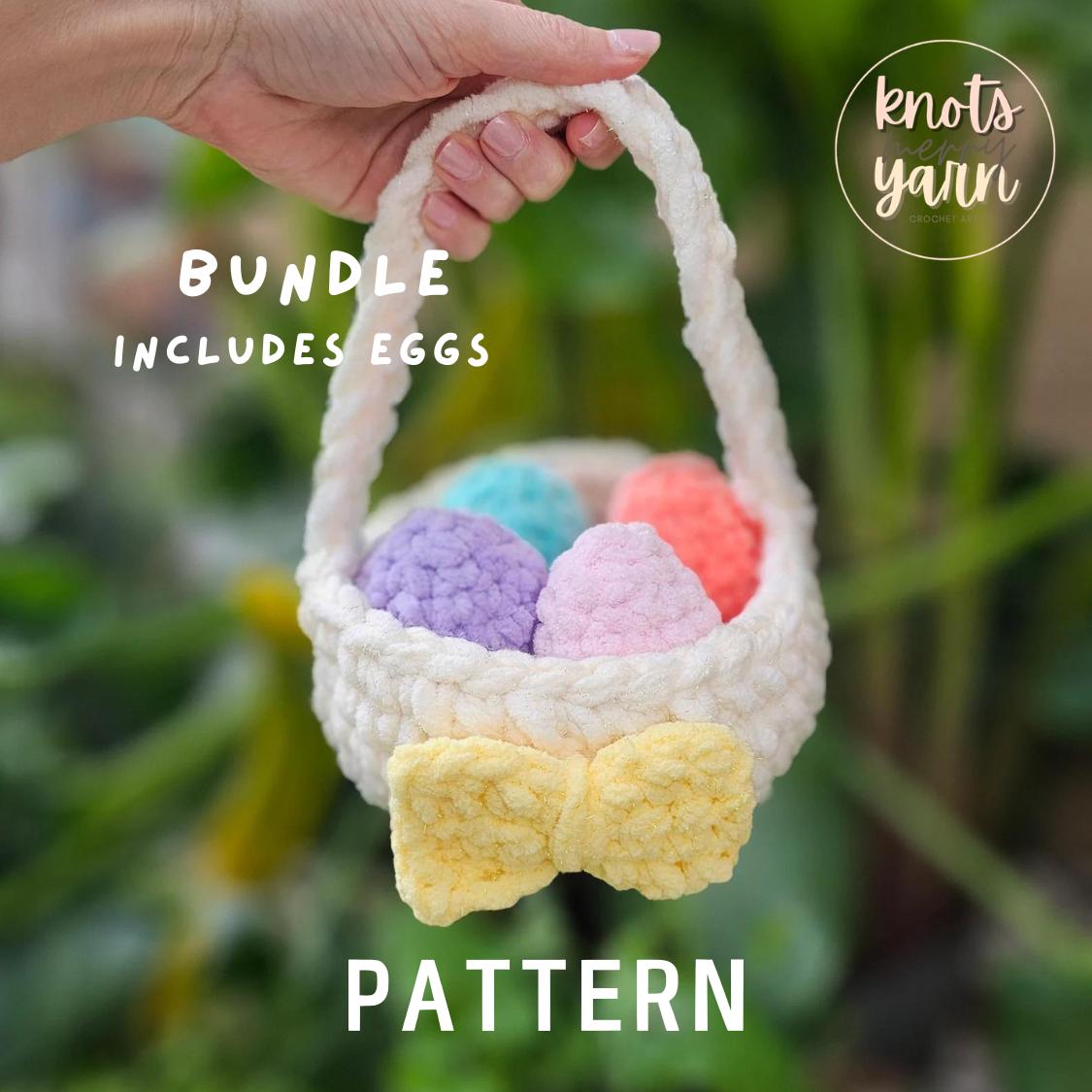 Crochet Easter Basket and Eggs Pattern, No Sew, Beginner Friendly, PDF, Bundle