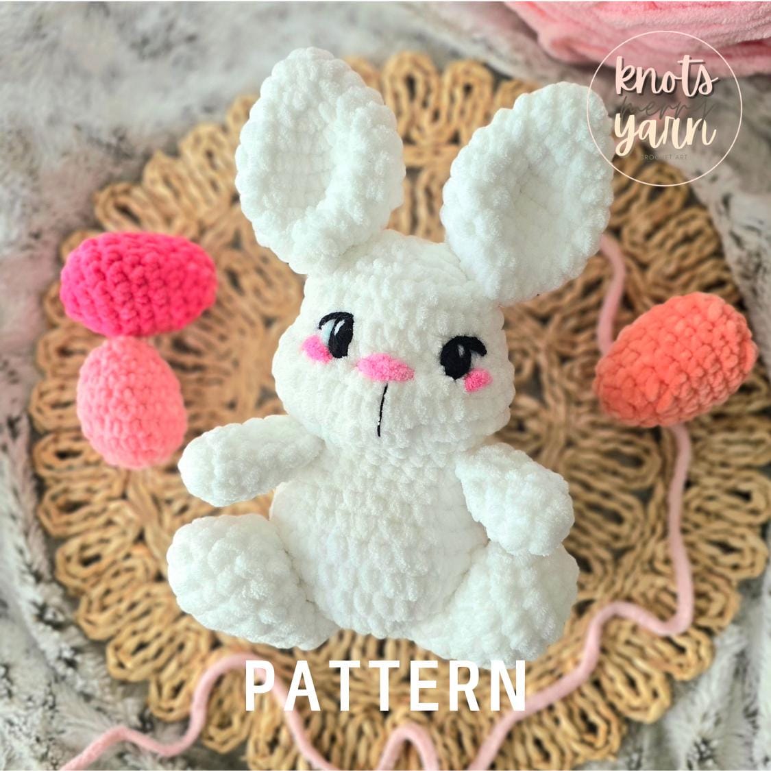 Crochet Bunny Pattern, Amigurumi PDF, Easy Beginner Plush Rabbit (Easter Basket Toy)