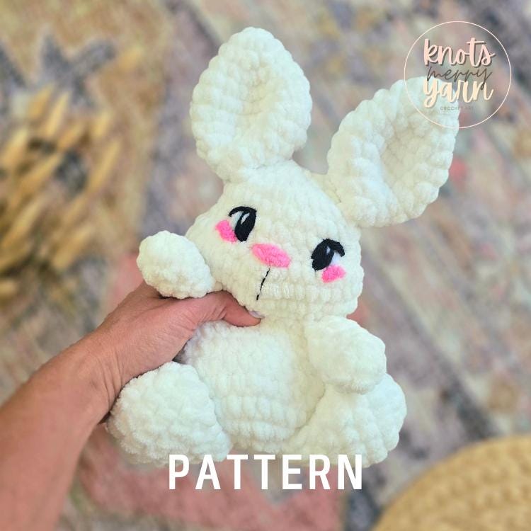 Crochet Bunny Pattern, Amigurumi PDF, Easy Beginner Plush Rabbit (Easter Basket Toy)