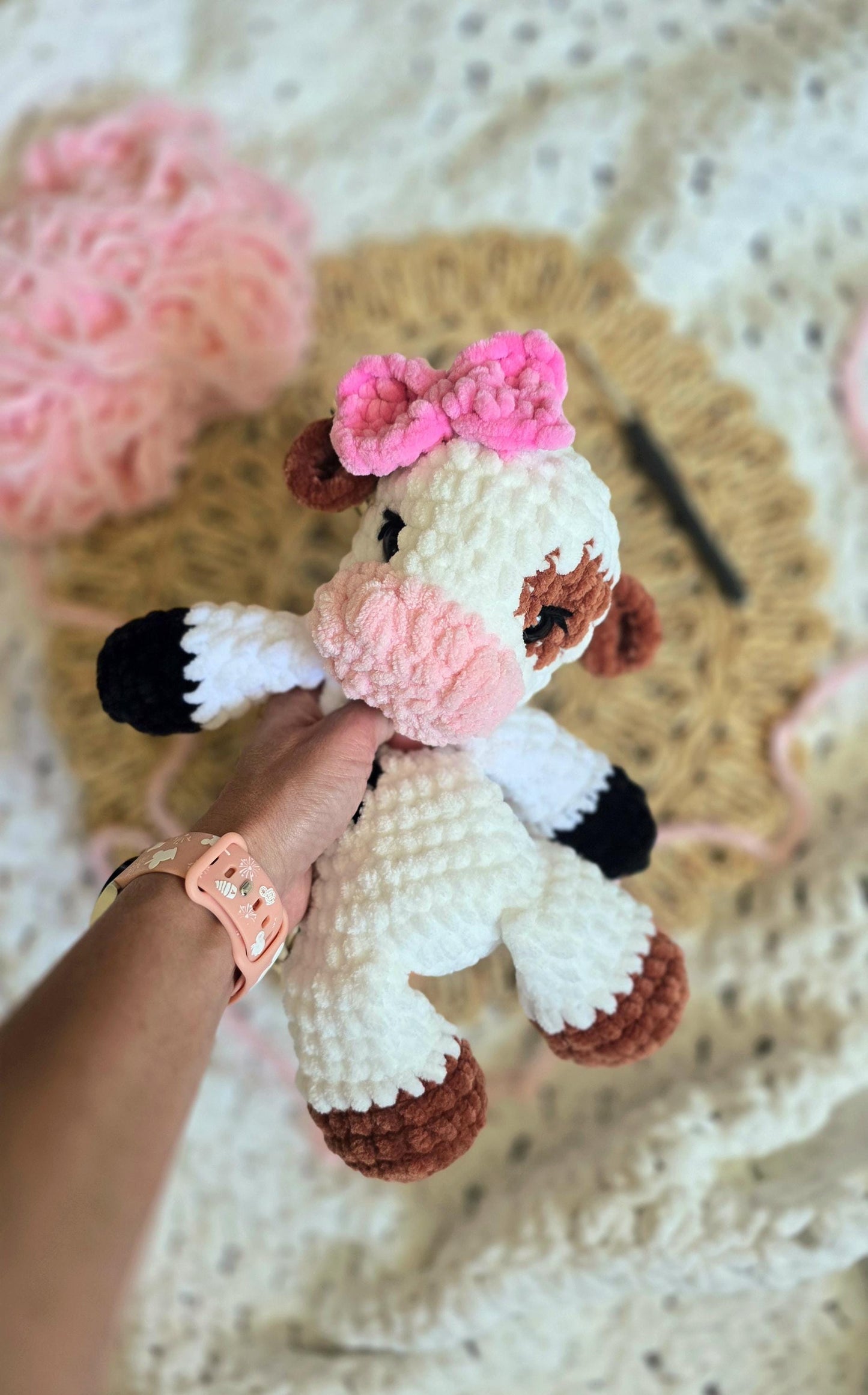 Cow Crochet Pattern No Sew, Highland Cow Amigurumi Pattern, Baby Cow Lovey Snuggler, Beginner Plushie Crochet Pattern PDF, Tess the Cow