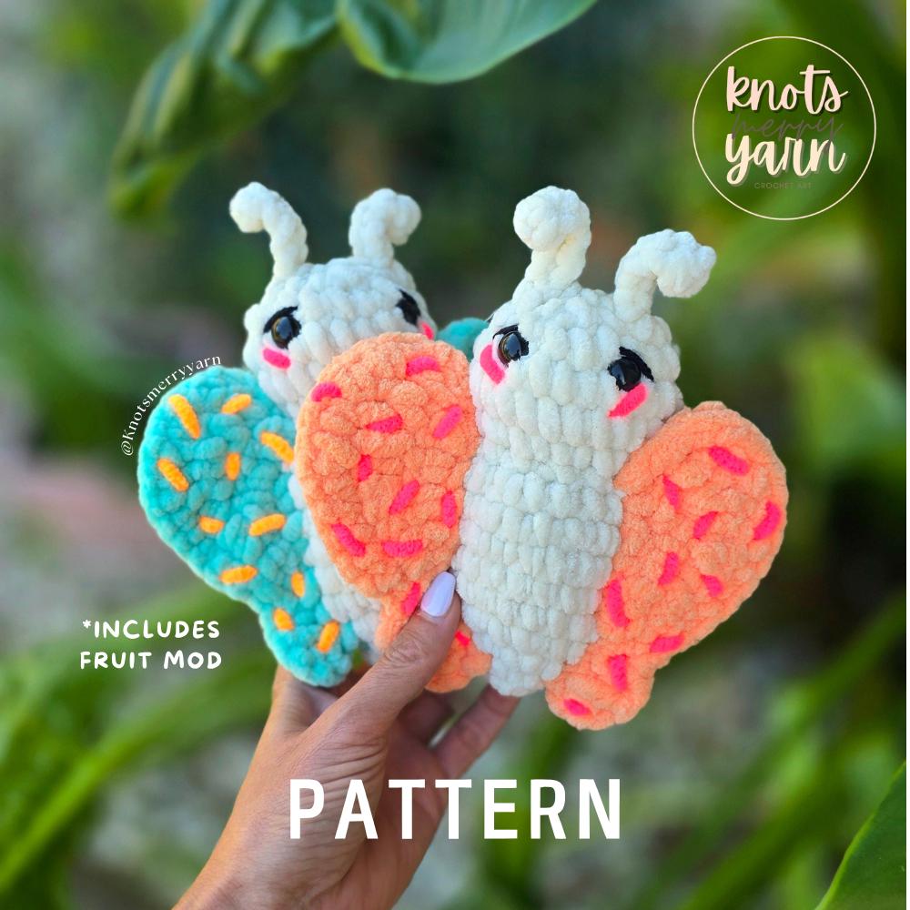 Butterfly Crochet Pattern, Butterfly Amigurumi, No Sew, Fruit Mod Included, Brite Butterfly