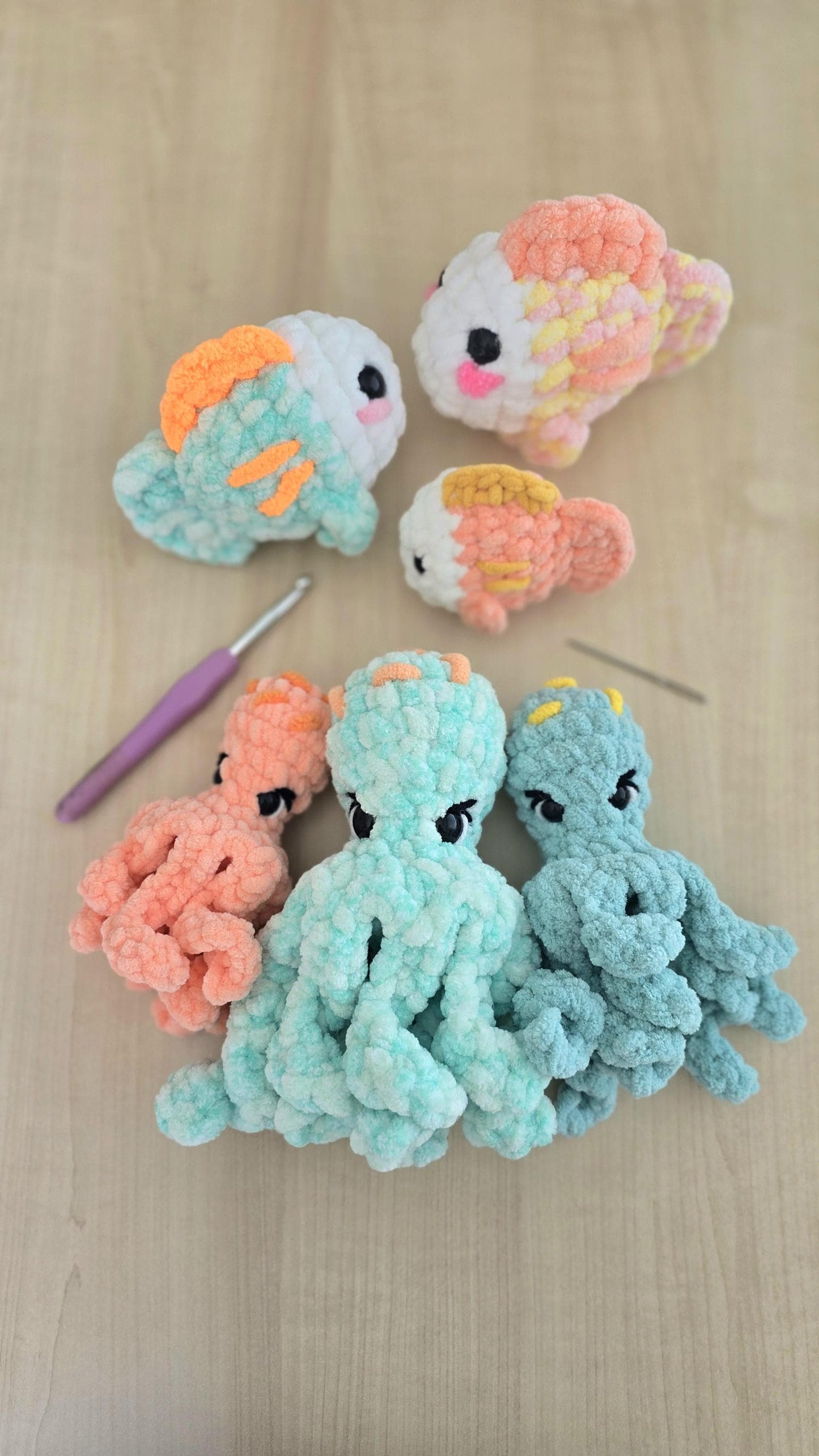 Low-Sew Ocean Crochet Pattern: Turtle, Octopus, Fish & Coral Reef, Amigurumi, Cozy Coral Collection