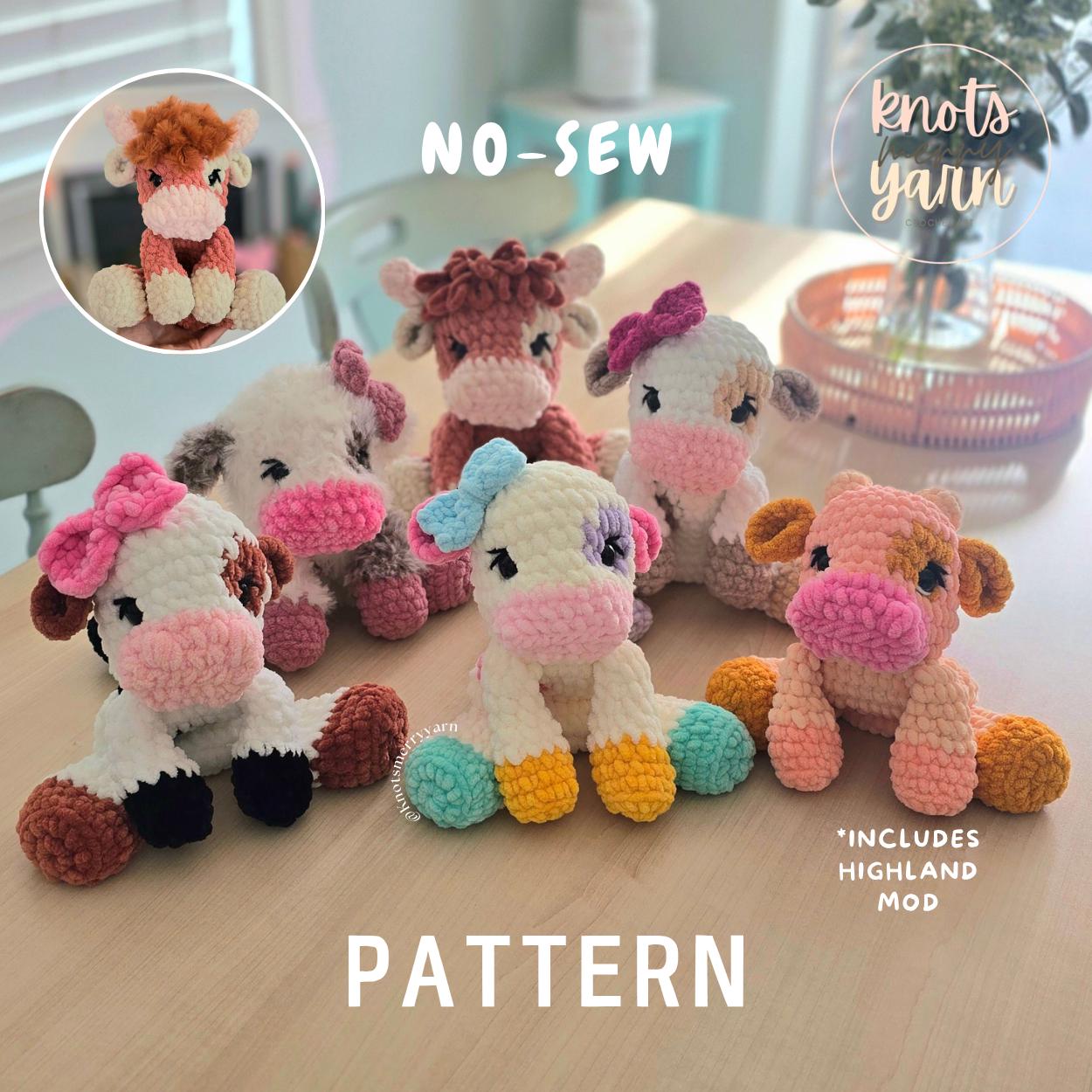 No Sew Cow Crochet Pattern, Highland Cow Amigurumi Pattern, Baby Cow Lovey Snuggler, Beginner Plushie Crochet Pattern PDF, Tess the Cow